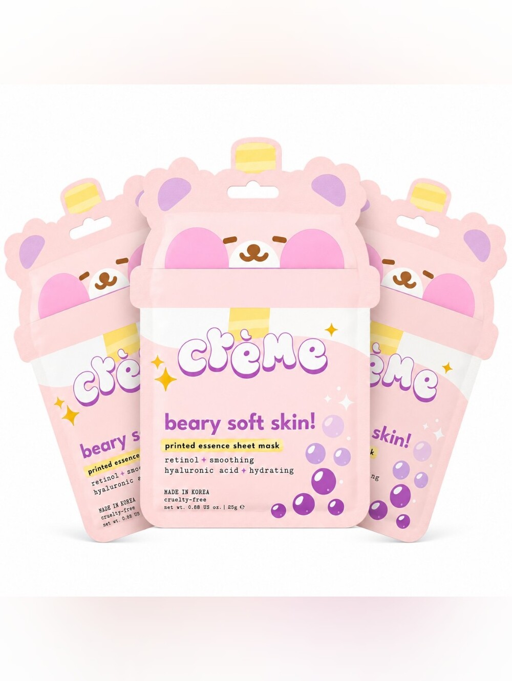 ( 3 Pack) Beary Soft Skin! Soft Skin Sheet Mask - Retinol & Smoothing